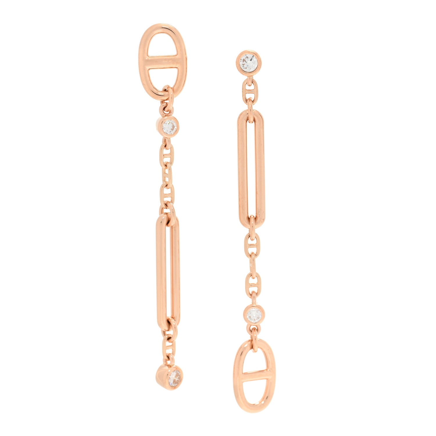 Hermes 18K Rose Gold Diamond Chaos Earrings 1 of 5