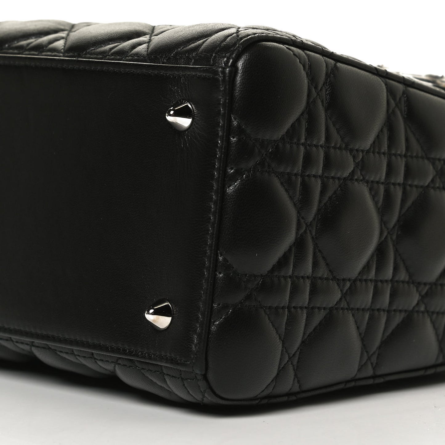 Lambskin Cannage Medium Lady Dior Crystal Strap Black