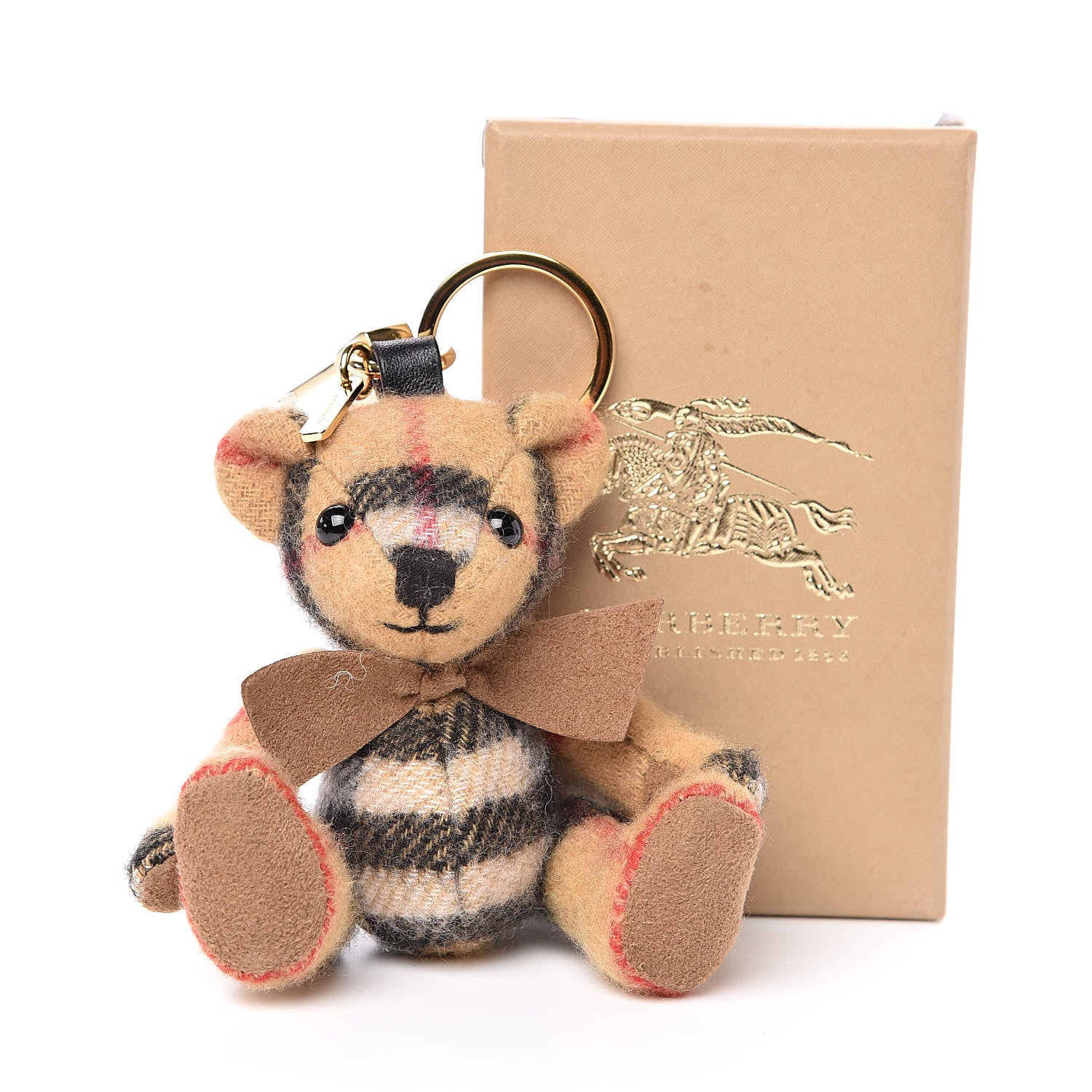 Burberry Cashmere Vintage Check Thomas Bear Bag Charm Antique Yellow 3 of 3