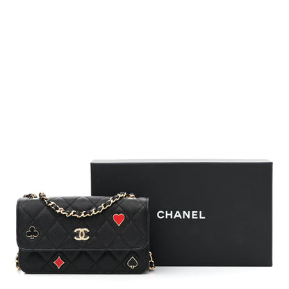 Chanel Caviar Quilted Enamel Coco Casino Flap Phone Holder With Chain Black 10 of 10