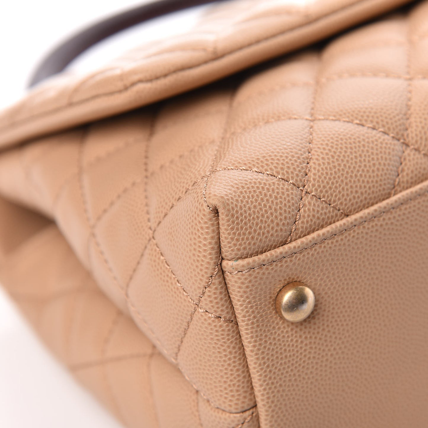 Caviar Lizard Embossed Quilted Small Coco Handle Flap Beige