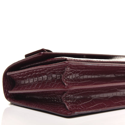 Saint Laurent Calfskin Crocodile Embossed Medium Monogram Sunset Rouge Legion 7 of 8