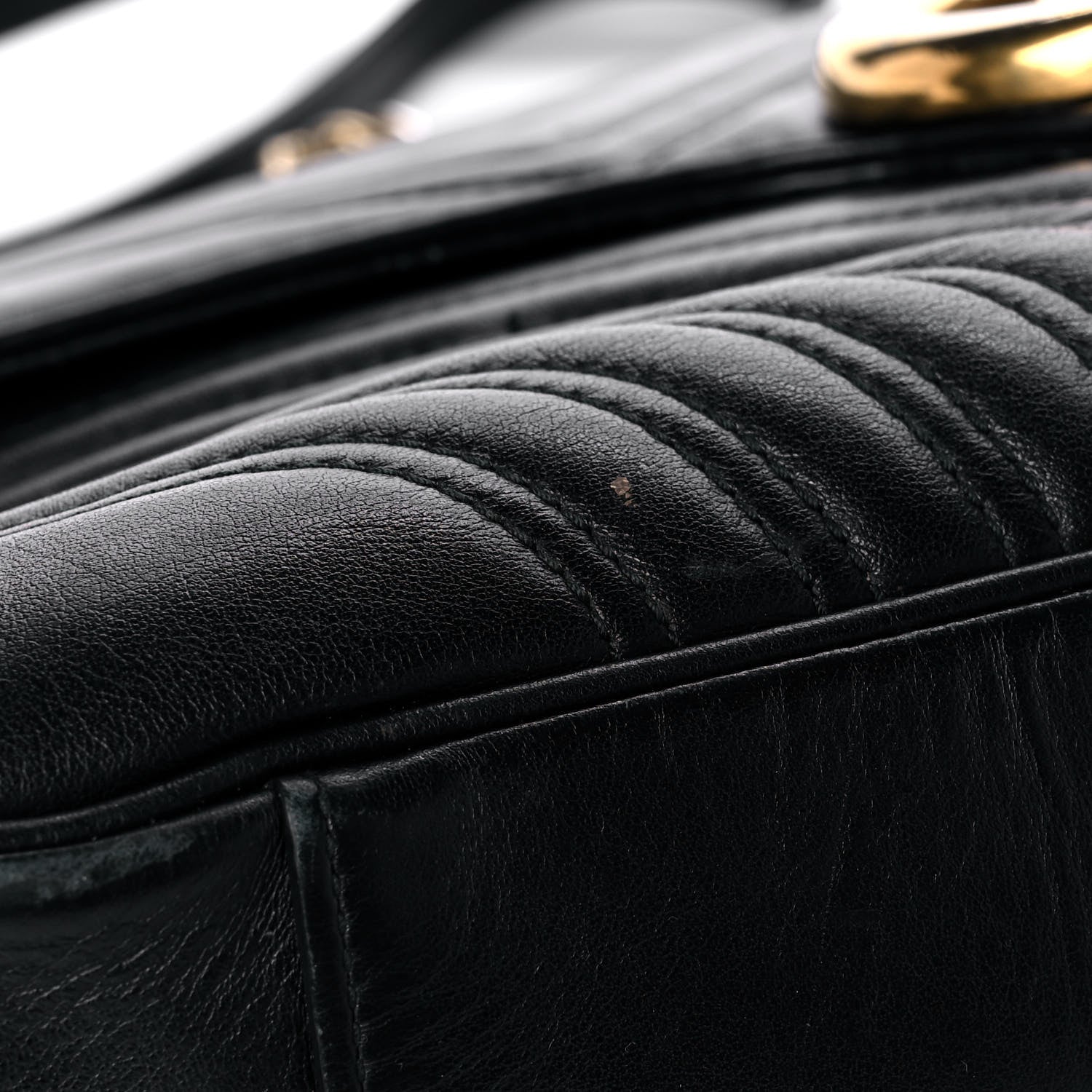 Gucci Calfskin Matelasse Large GG Marmont Shoulder Bag Black 11 of 15