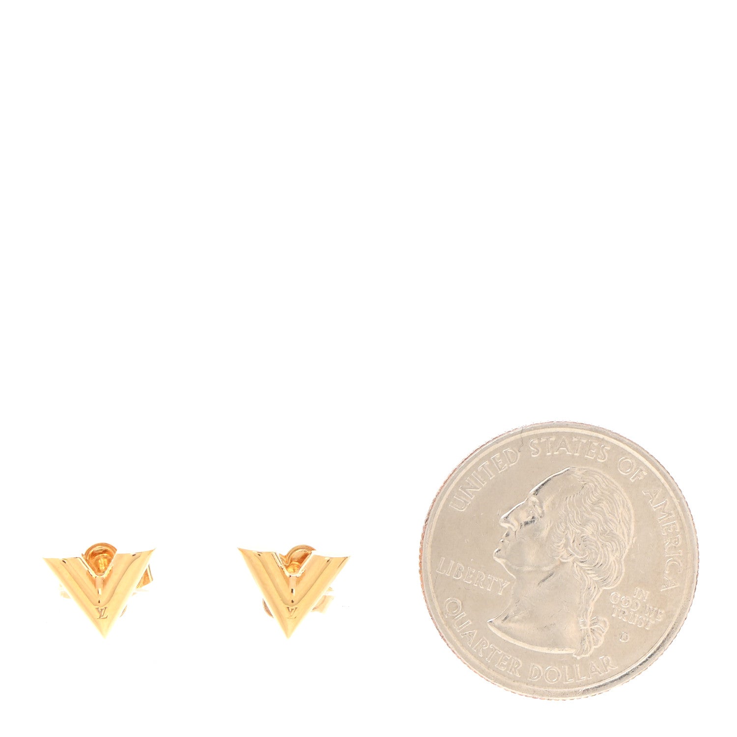 Louis Vuitton Brass Essential V Stud Earrings Gold 2 of 6