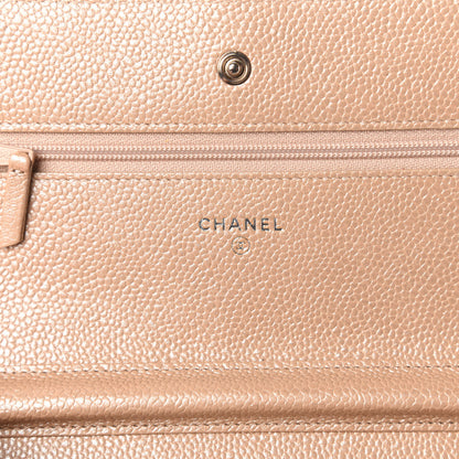 Chanel Pearly Caviar Quilted Wallet On Chain WOC Dark Beige 8 of 11