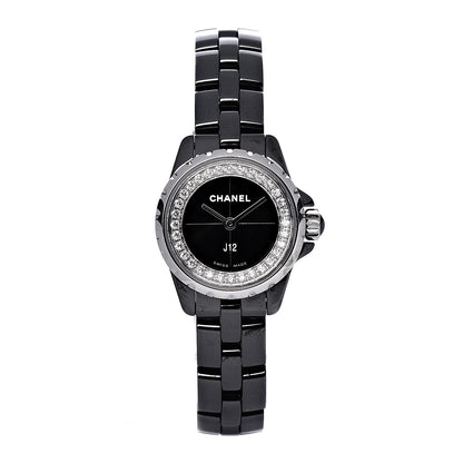 Chanel Stainless Steel Ceramic Diamond Bezel 19mm J12 Quartz Watch Black 1 of 8