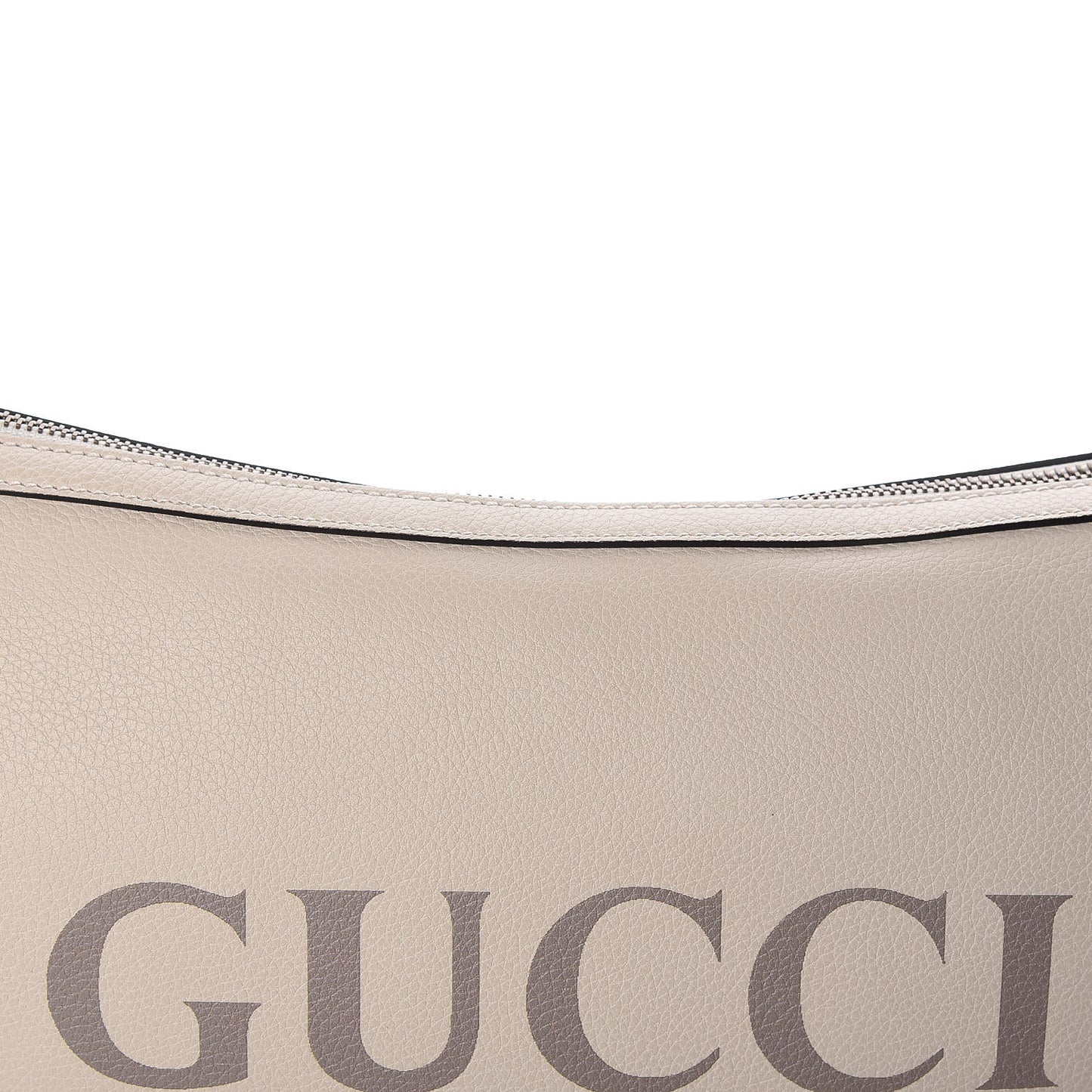 Grained Calfskin Logo Half Moon Hobo White