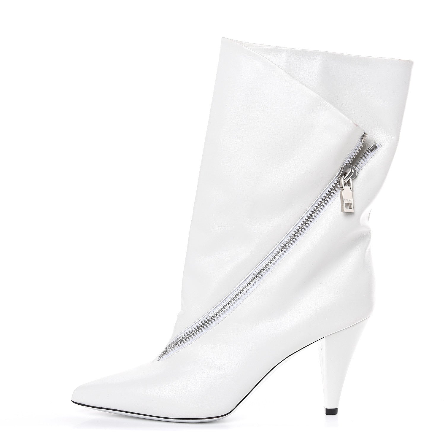 Givenchy Calfskin Asymmetric Show 80 Zip Bootie 41 White 1 of 8