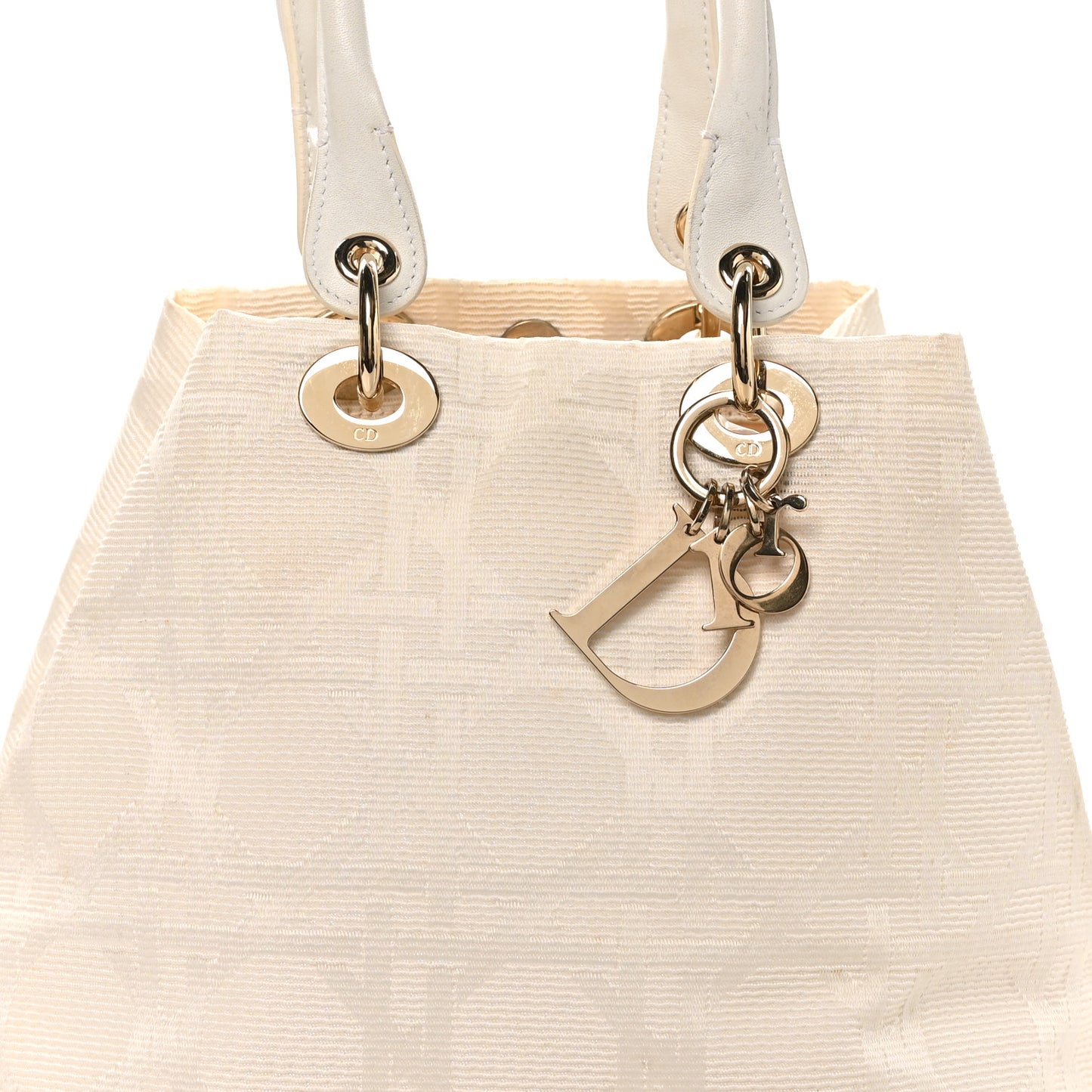Canvas Cannage Small Soft Lady Dior Shopping Tote White