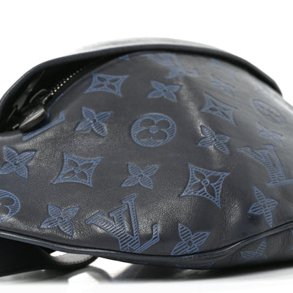 Louis Vuitton Calfskin Monogram Shadow Discovery Bumbag PM Navy Blue 8 of 9