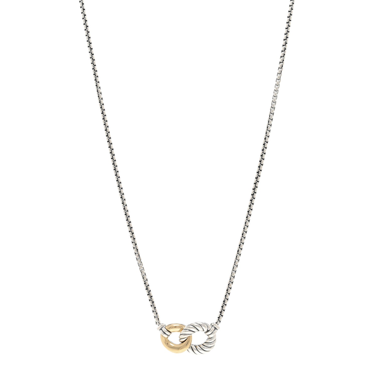 David Yurman Sterling Silver 18K Yellow Gold Belmont Pendant Necklace 1 of 4