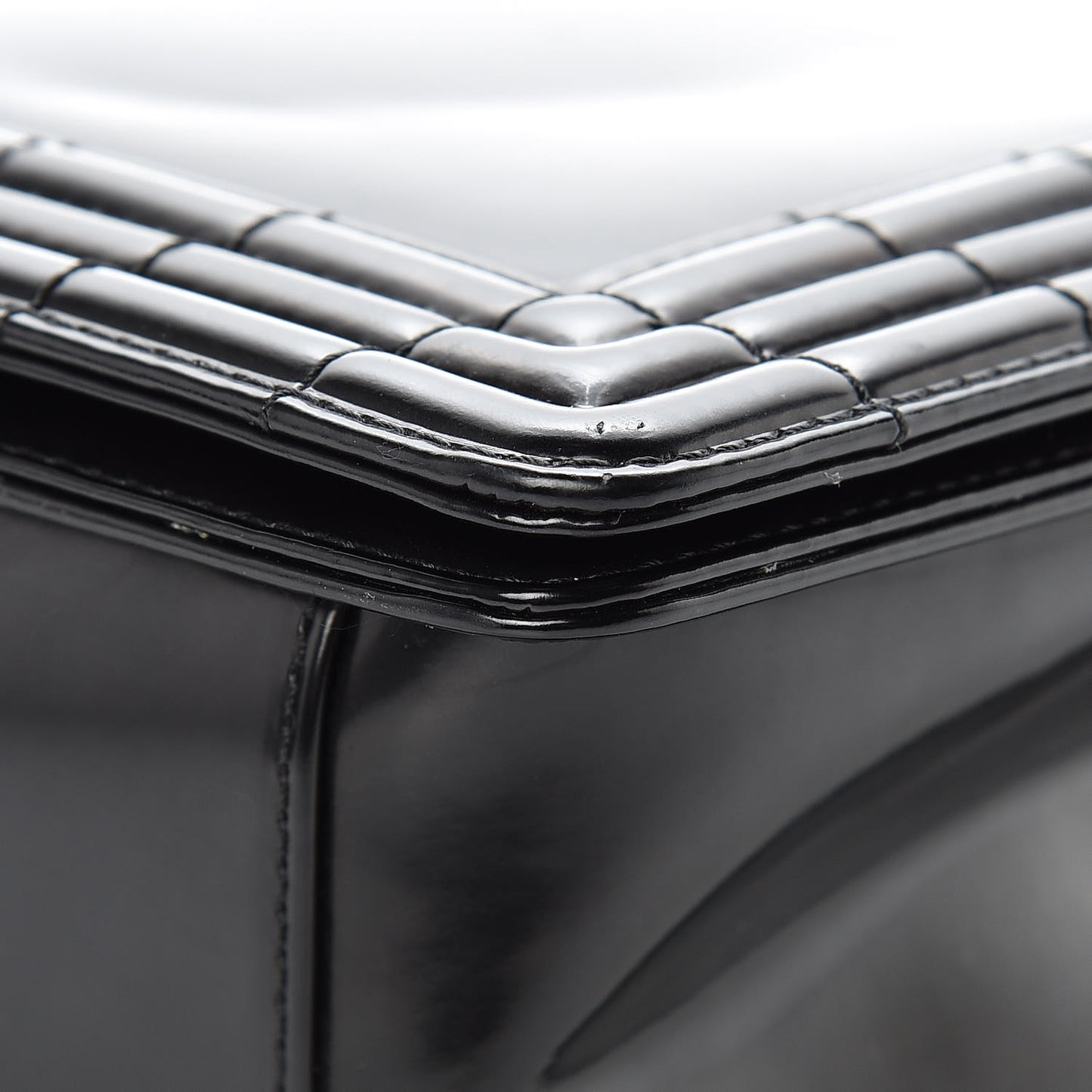 Glazed Calfskin Large Boy Flap Black