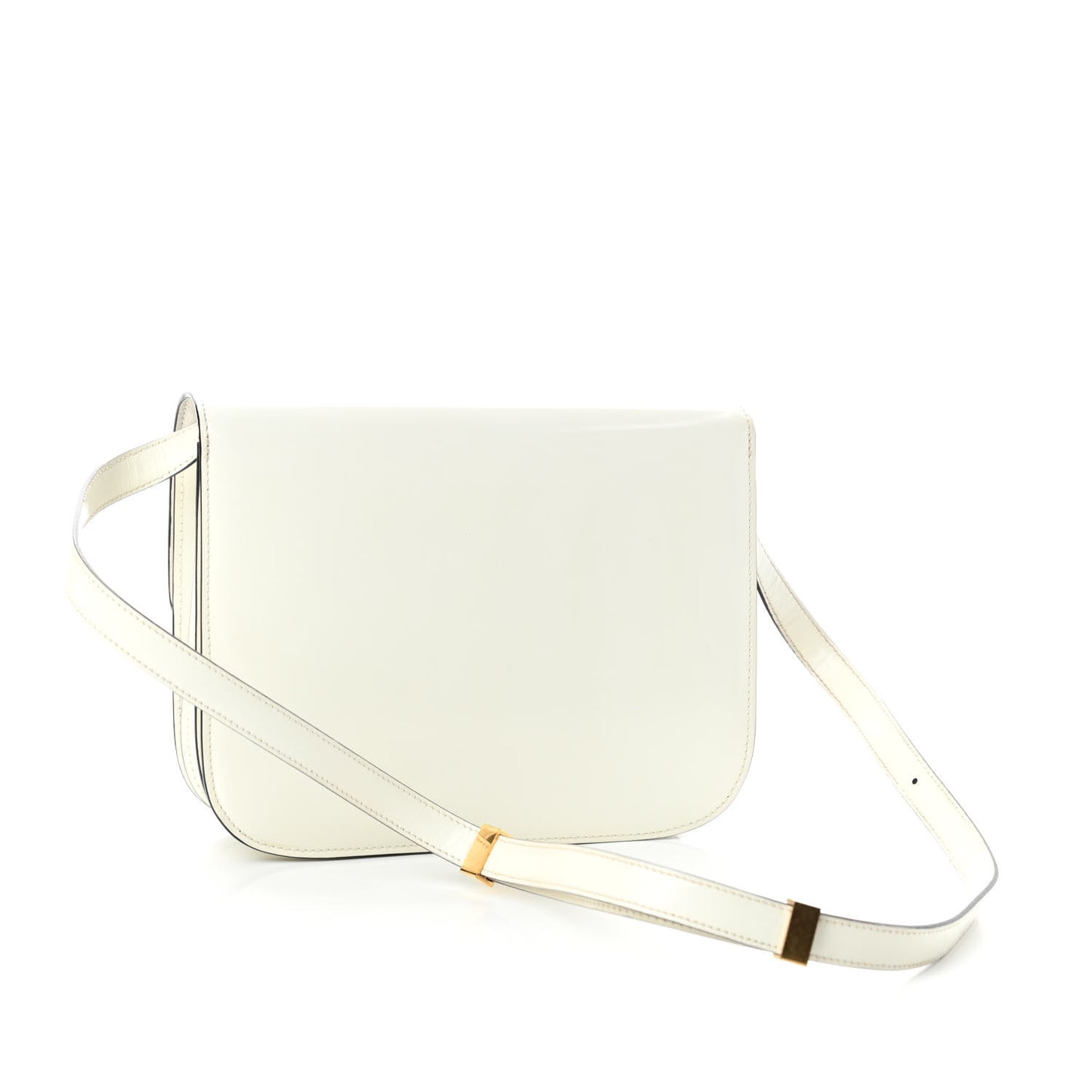 Spazzolato Calfskin Medium Classic Box Flap Bag White