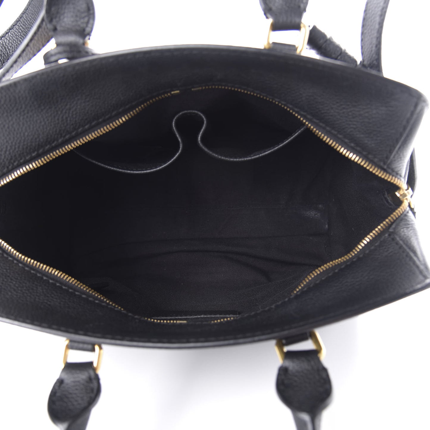 Pebbled Calfskin Small Skull Padlock Zip Around Tote Black