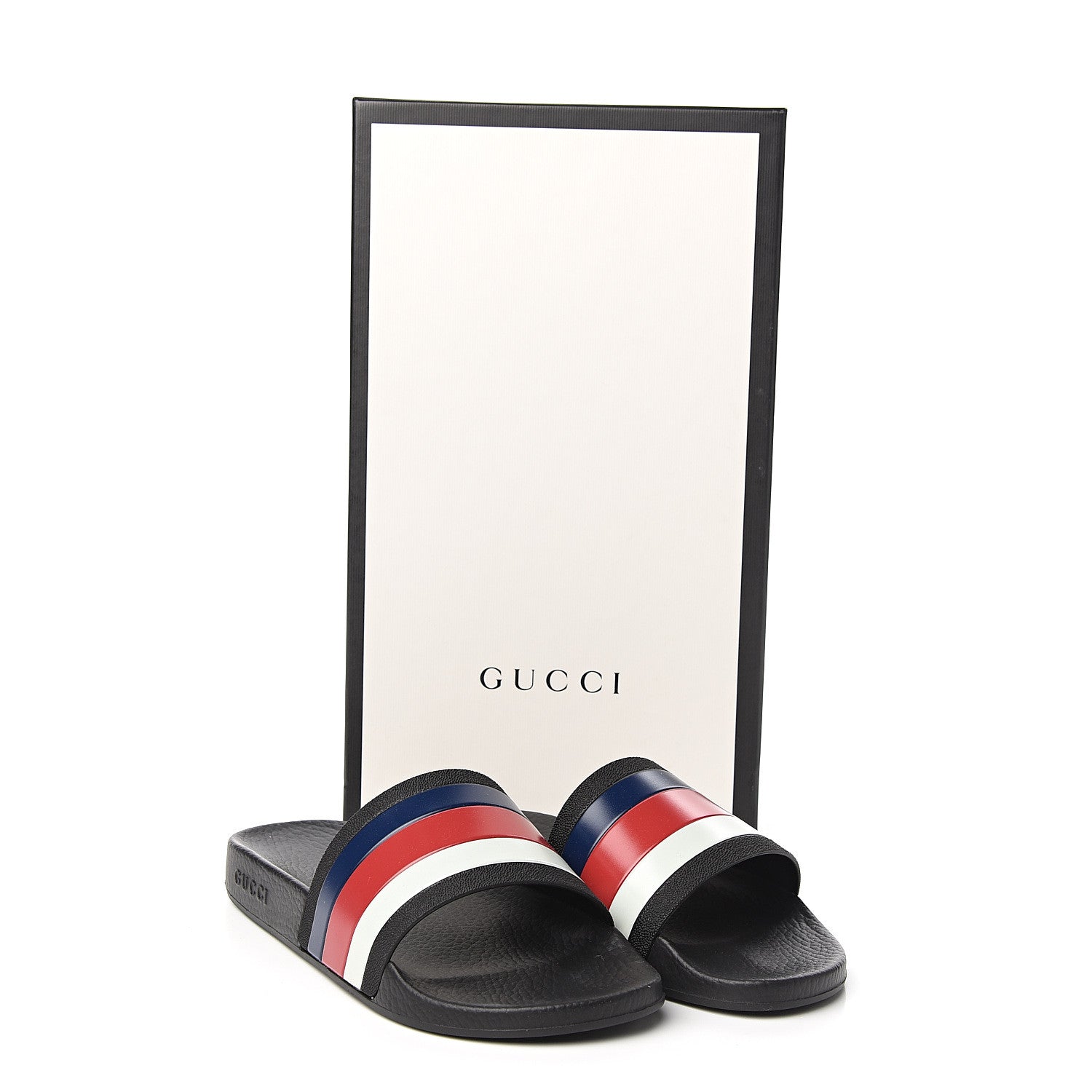 Gucci Rubber Web Mens Pool Slide Sandals 6 Black Mystic White Hibiscus Red Marine 8 of 8