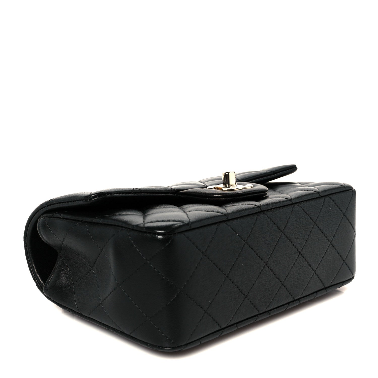Chanel Lambskin Quilted Mini Top Handle Rectangular Flap Black 4 of 12