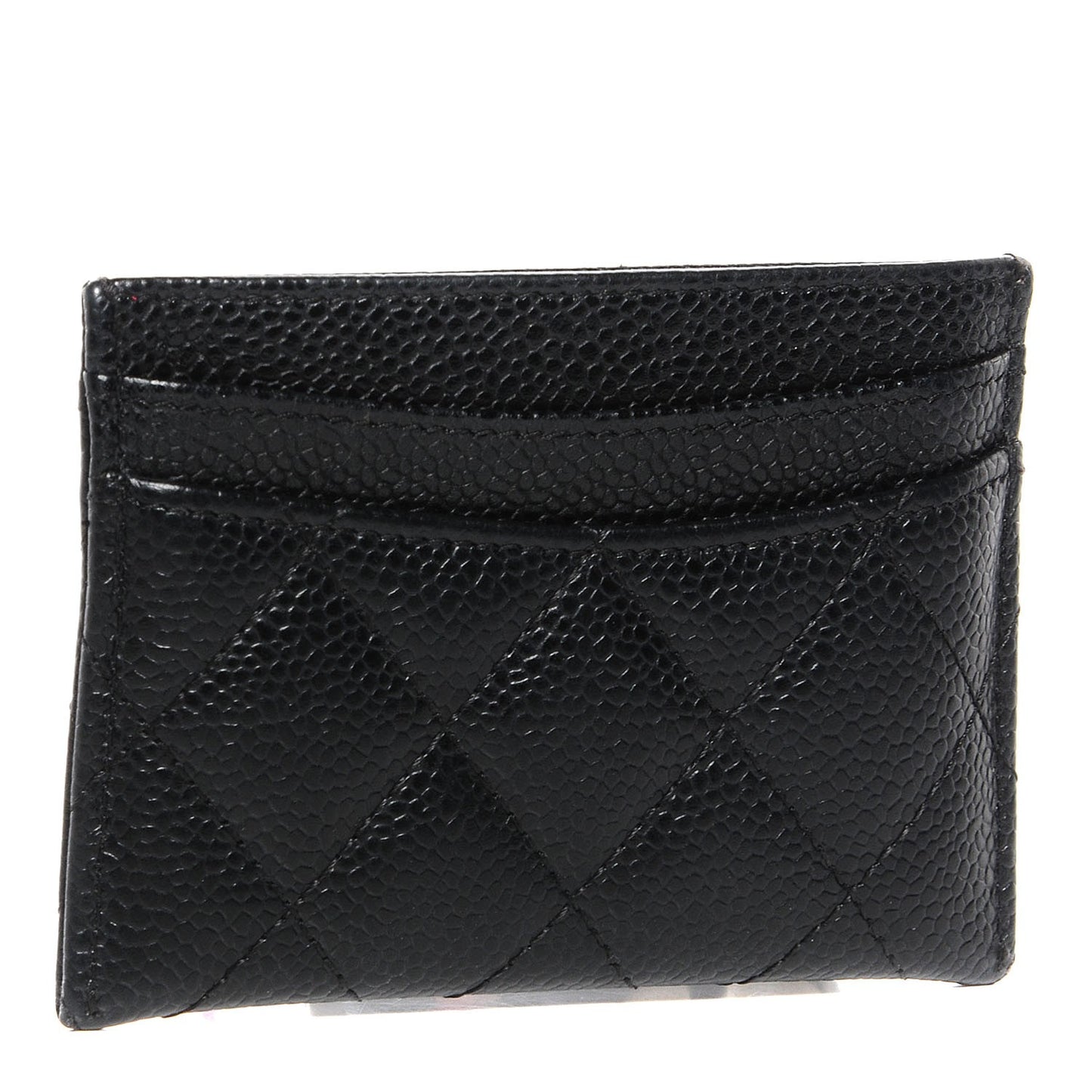Caviar Quilted Card Holder Black