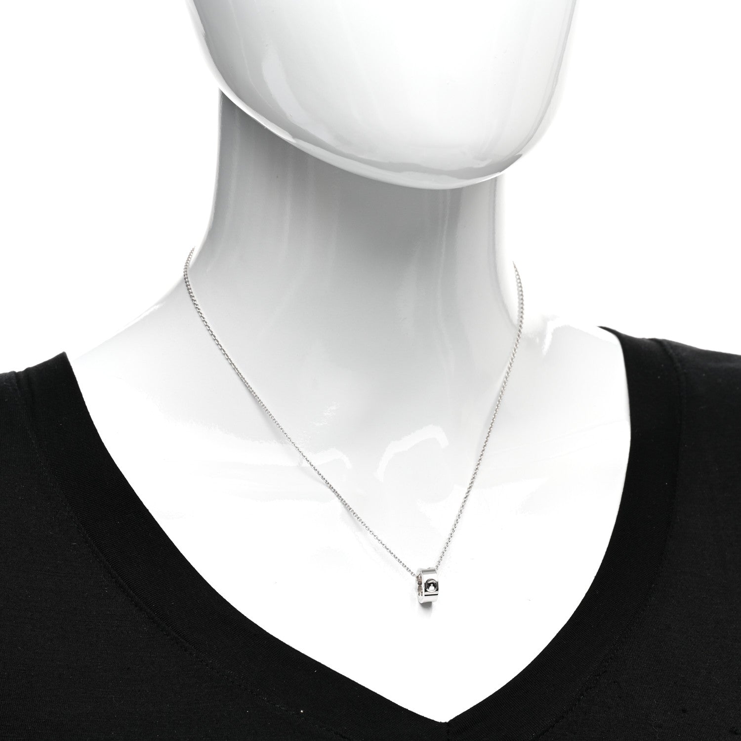 Louis Vuitton 18K White Gold Empreinte Pendant Necklace 2 of 5