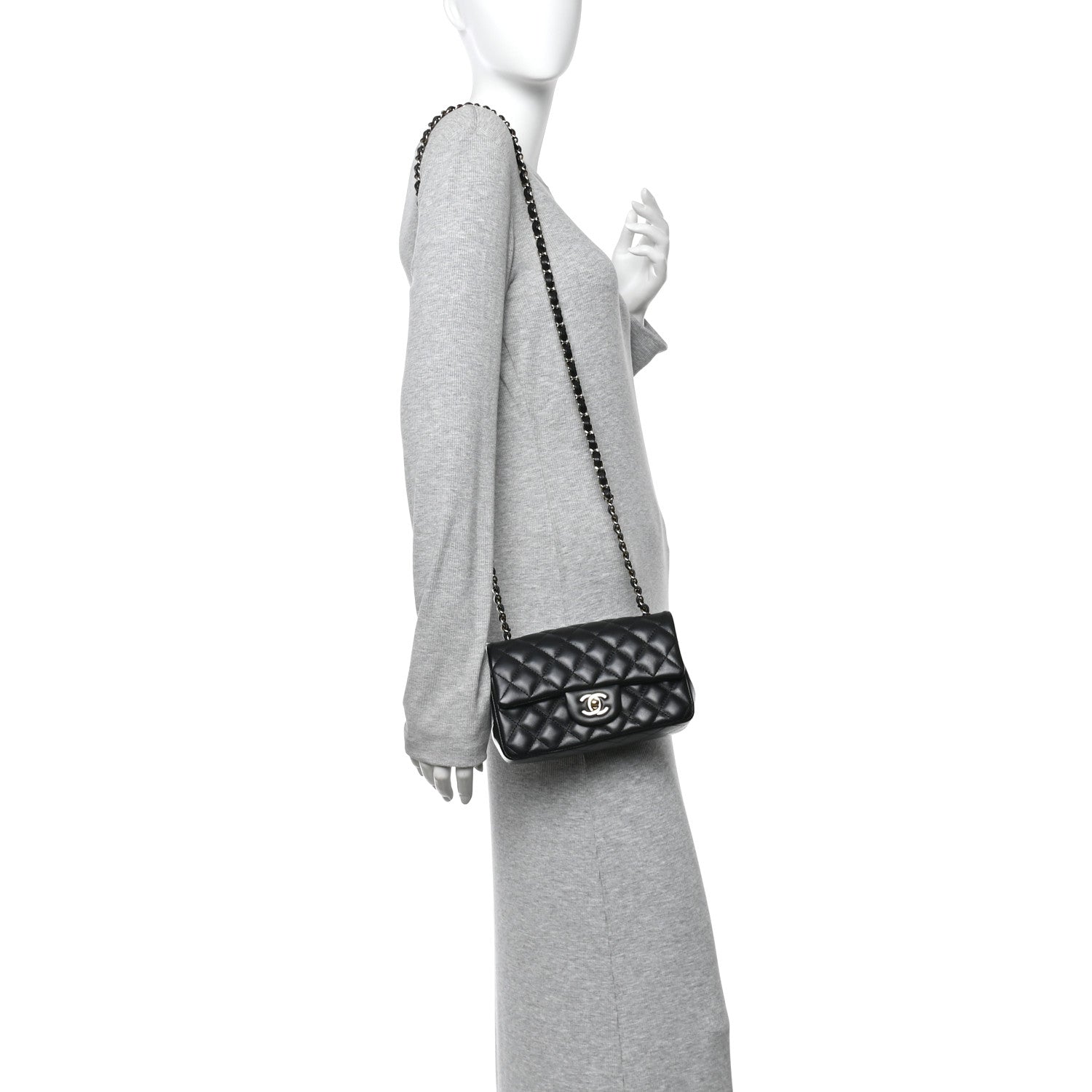 Chanel Lambskin Quilted Mini Rectangular Flap Black 3 of 12