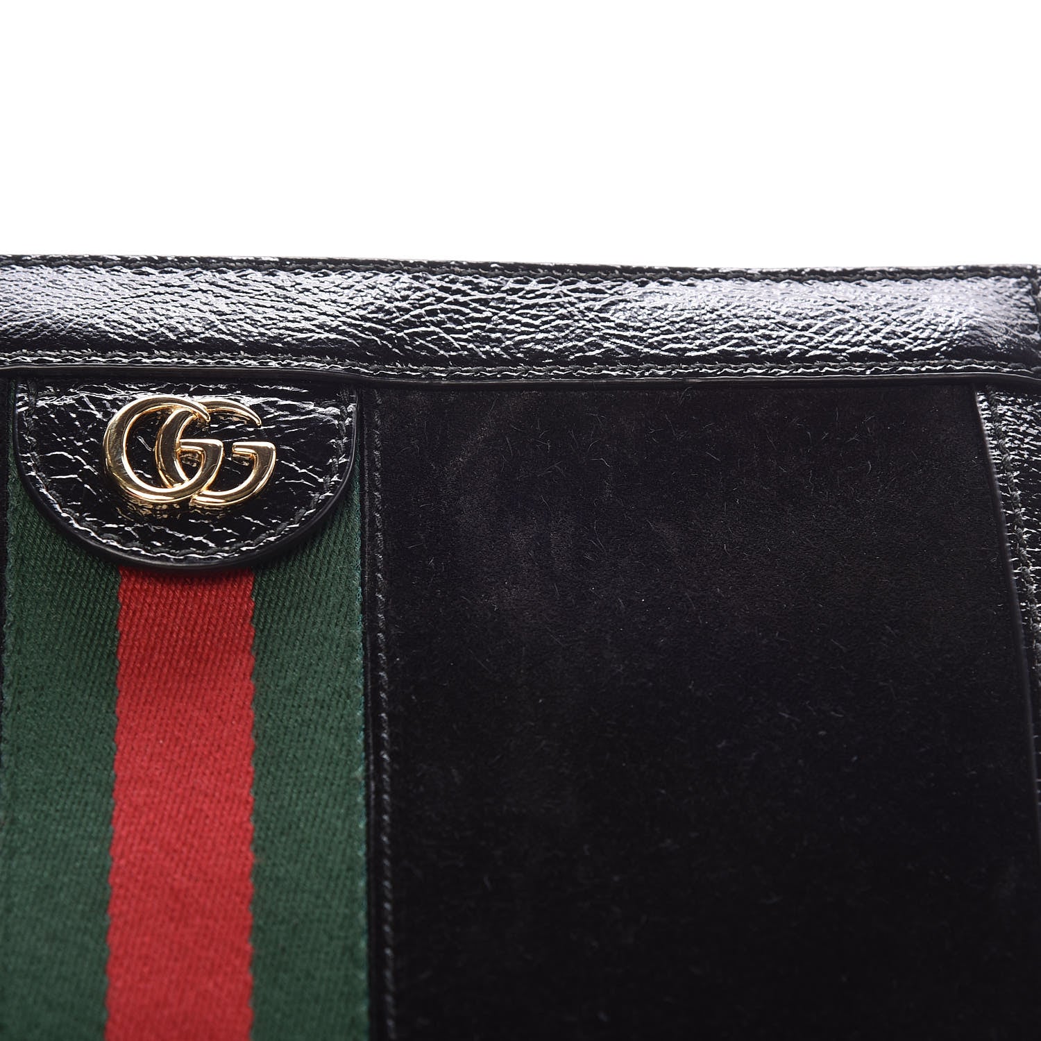Gucci Suede Patent GG Web Small Ophidia Chain Shoulder Bag Black 12 of 13