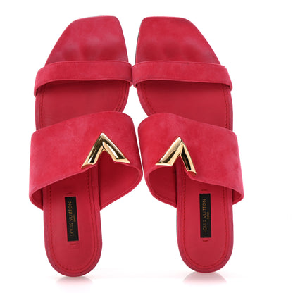 Louis Vuitton Suede Bayfront Flat Mules 40 Framboise 2 of 9
