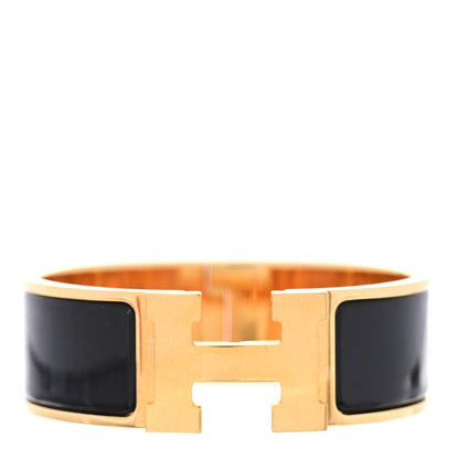 Hermes Enamel Wide Clic Clac H Bracelet GM Black 1 of 5