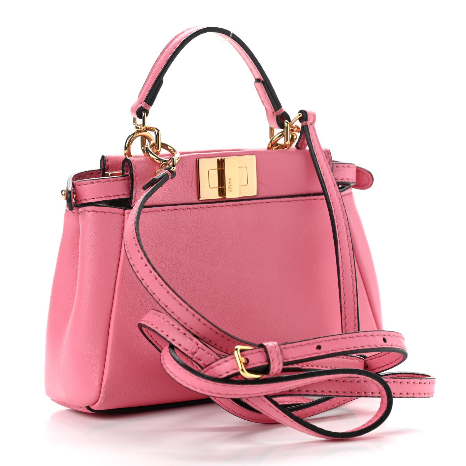 Fendi Shiny Nappa Micro Peekaboo Iconic Satchel Rosa Fluo 3 of 9