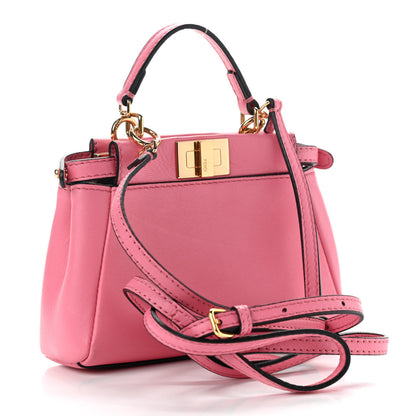 Fendi Shiny Nappa Micro Peekaboo Iconic Satchel Rosa Fluo 3 of 9