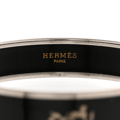 Hermes Enamel Printed Medium Caleche Bracelet 62 Black 5 of 7