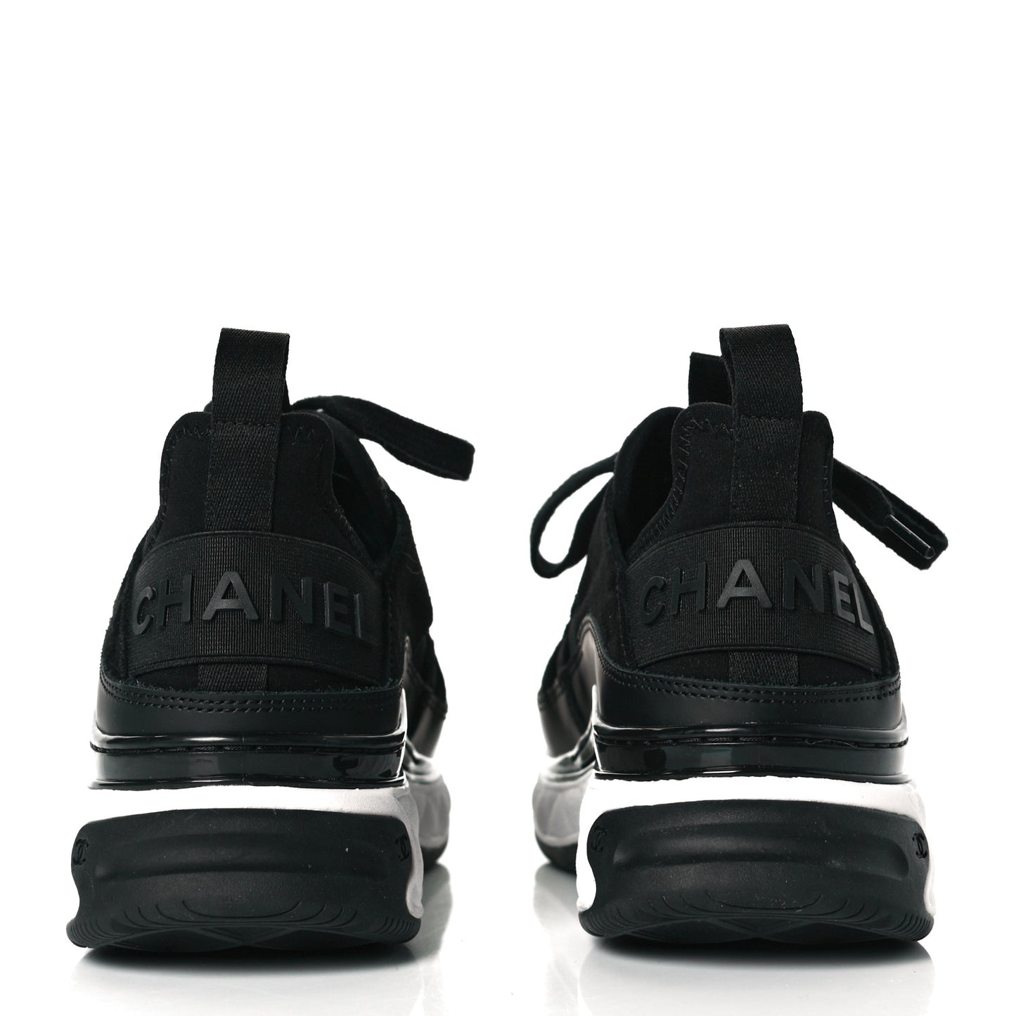 Velvet Calfskin Mixed Fibers CC Sneakers 36 Black