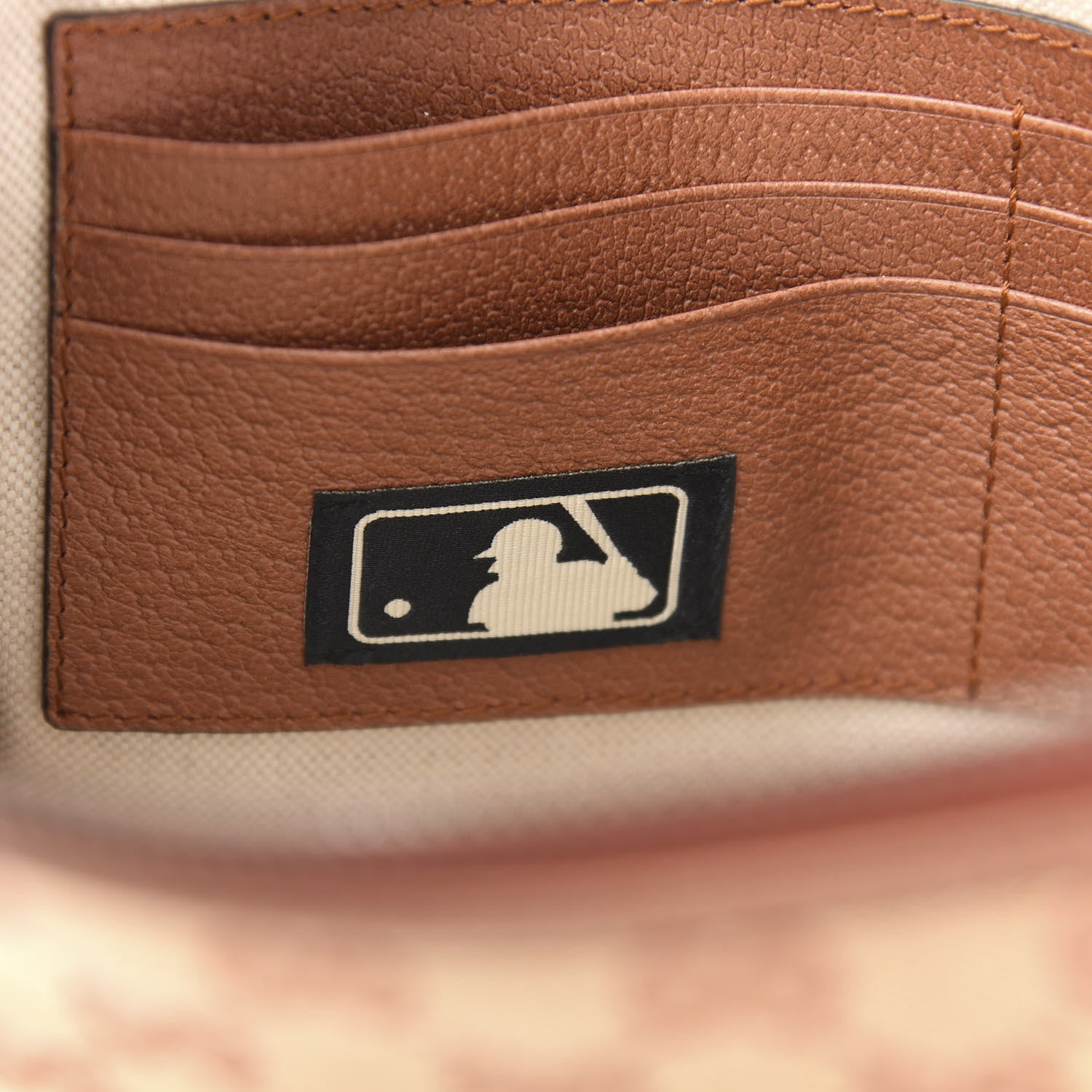 Gucci X MLB GG Monogram SF Giants Zip Wristlet Pouch Beige Ruggine Ivory 8 of 11