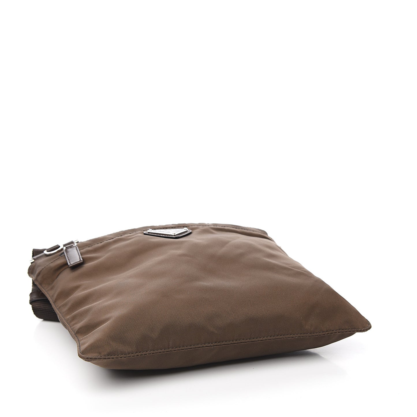 Tessuto Nylon Small Flat Messenger Bag Brown