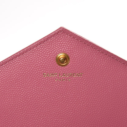 Saint Laurent Grain De Poudre Matelasse Chevron Monogram Chain Wallet Indian Pink 7 of 7