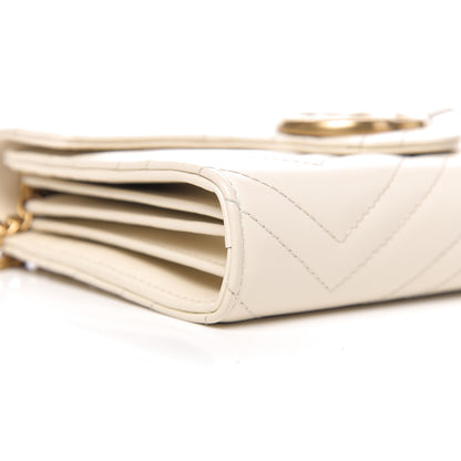 Gucci Calfskin Matelasse GG Marmont Chain Wallet Mystic White 6 of 9