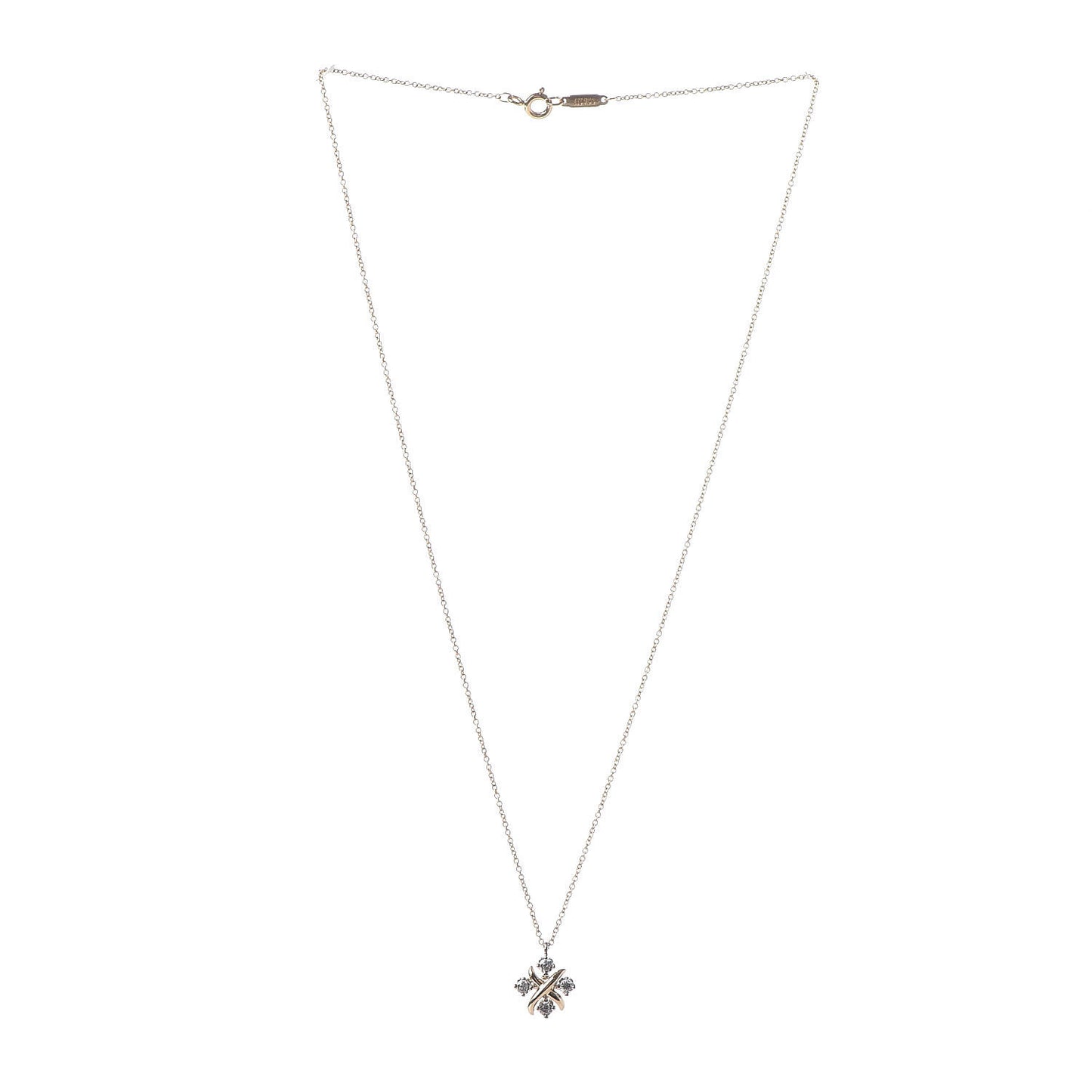 Platinum 18K Yellow Gold Diamond Schlumberger Lynn Pendant Necklace