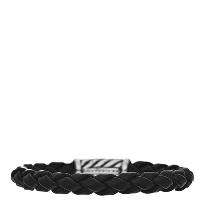 David Yurman Sterling Silver Rubber 8mm Chevron Weave Bracelet Black 2 of 3