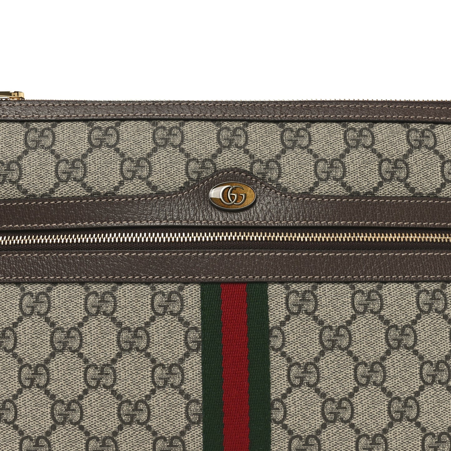 GG Supreme Monogram Large Ophidia Pouch Clutch Brown