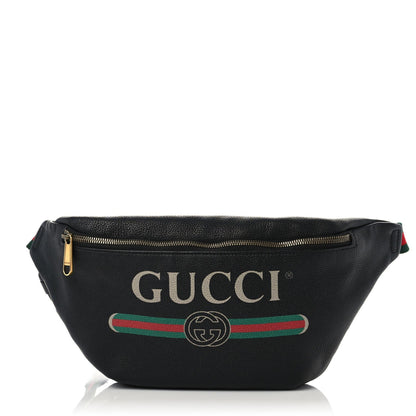 Gucci Grained Calfskin Logo Belt Bag Black 1 of 12