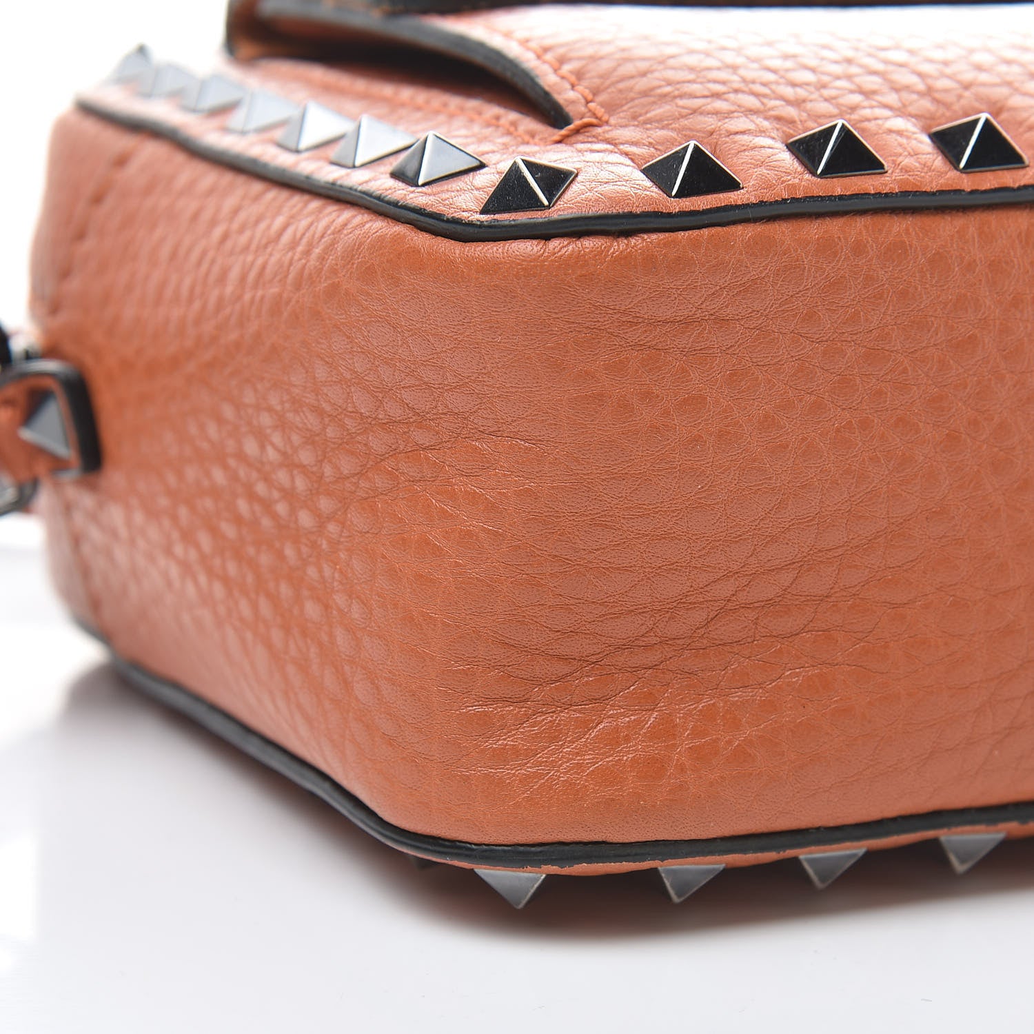 Valentino Garavani Pebbled Calfskin Rockstud Flap Pocket Camera Crossbody Bag Orange 9 of 13