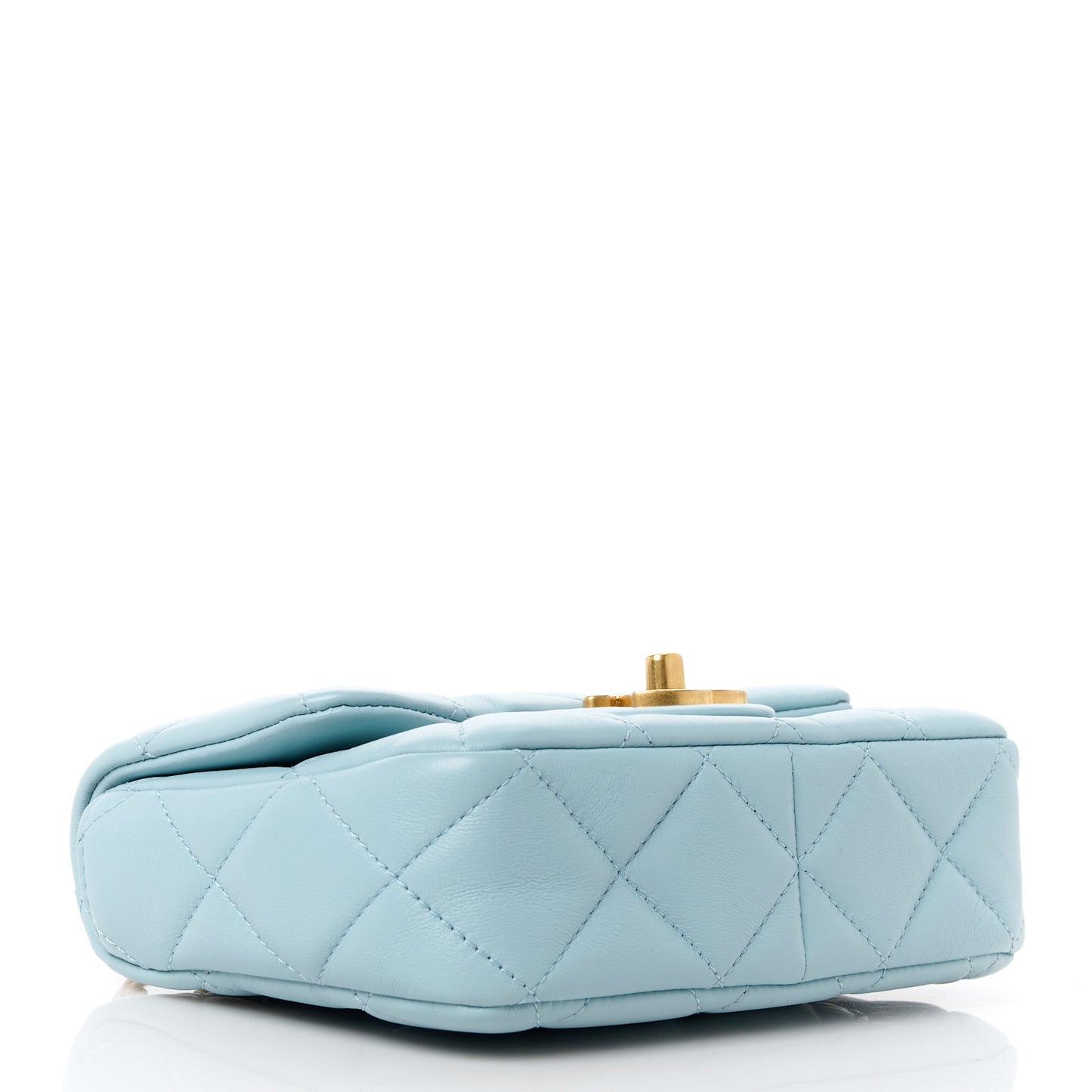 Lambskin Enamel Quilted Mini Pending CC Square Flap Light Blue