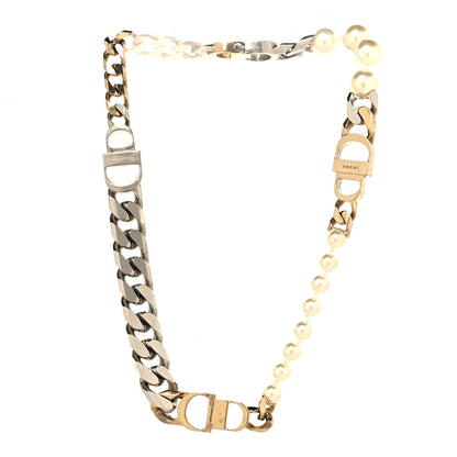 Christian Dior Metal Pearl Danseuse Etoile Chain Choker Necklace Gold Silver 3 of 6