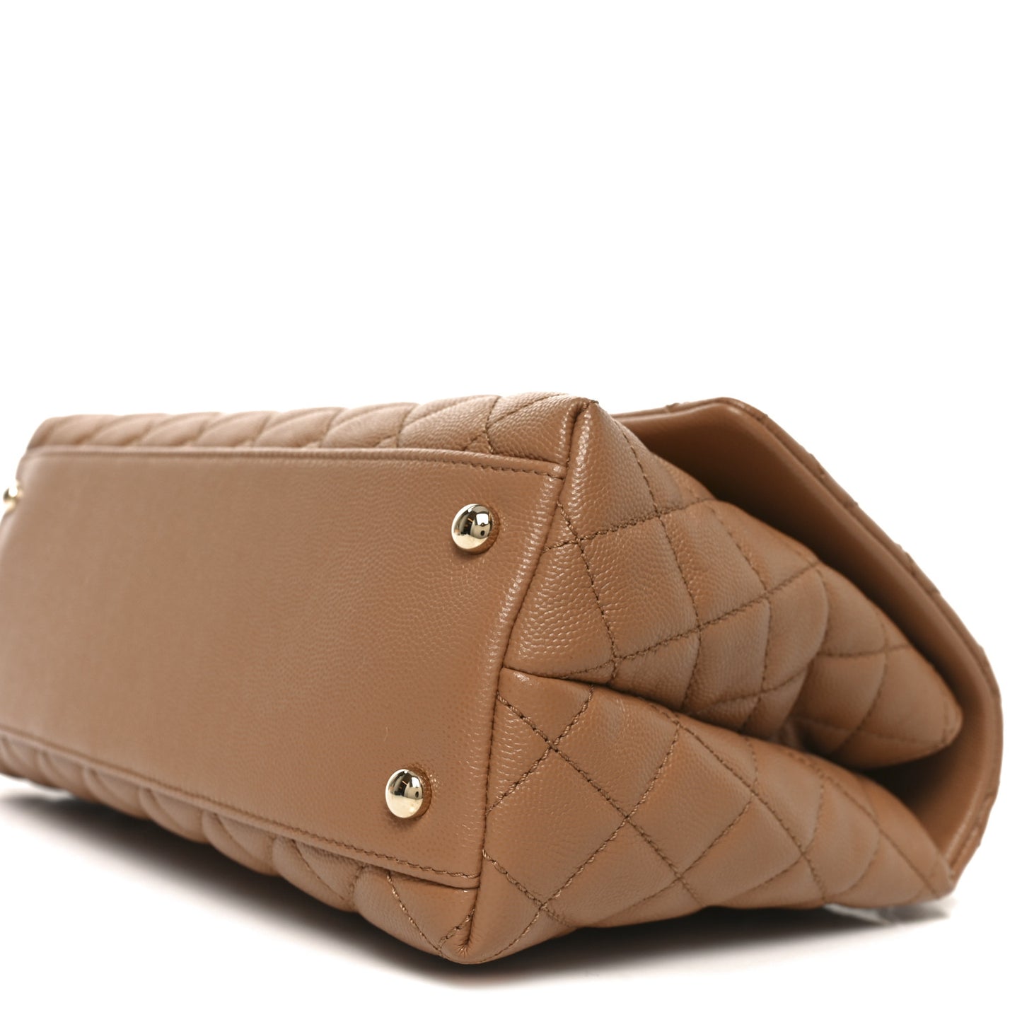 Caviar Quilted Small Coco Handle Flap Brown