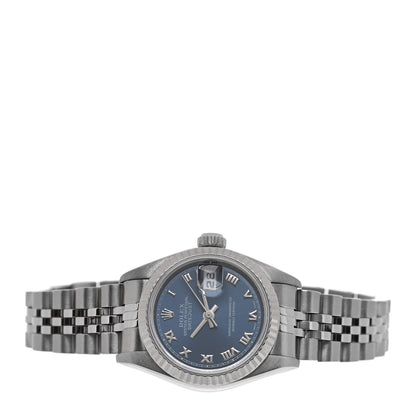 Rolex Stainless Steel 18K White Gold 26mm Oyster Perpetual Datejust Watch Blue Roman 79174 2 of 4