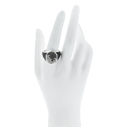 David Yurman Sterling Silver Black Diamond Pave Waves Signet Ring 62 10 2 of 5
