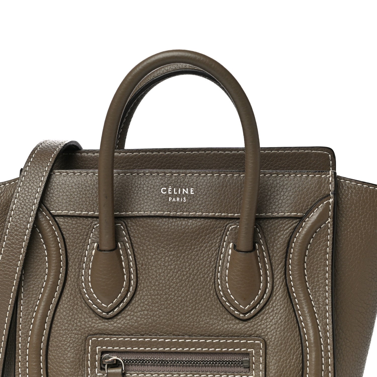 Celine Drummed Calfskin Nano Luggage Souris 7 of 15