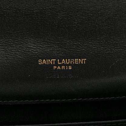 Saint Laurent Patent Matelasse Chevron Monogram Envelope Clutch Black 6 of 6