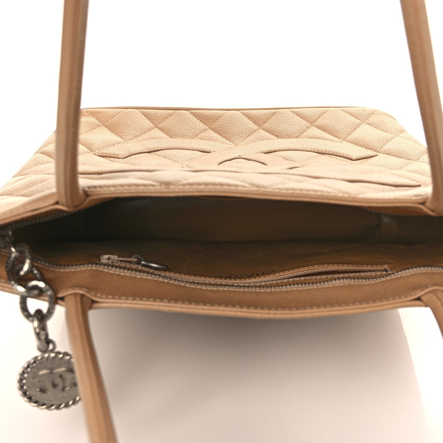 Caviar Quilted Medallion Tote Beige