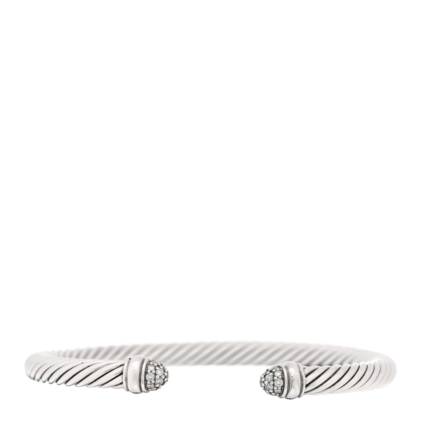 Sterling Silver Pave Diamond 5mm Cable Classics Bracelet