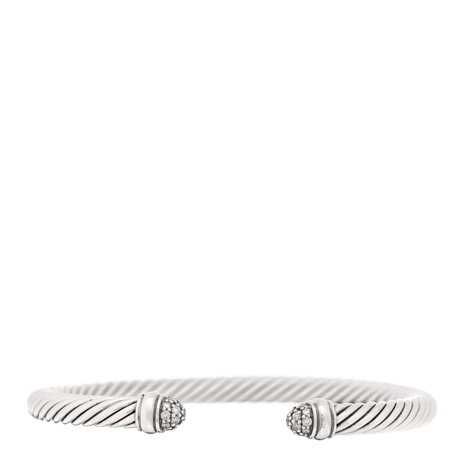 David Yurman Sterling Silver Pave Diamond 5mm Cable Classics Bracelet 1 of 3
