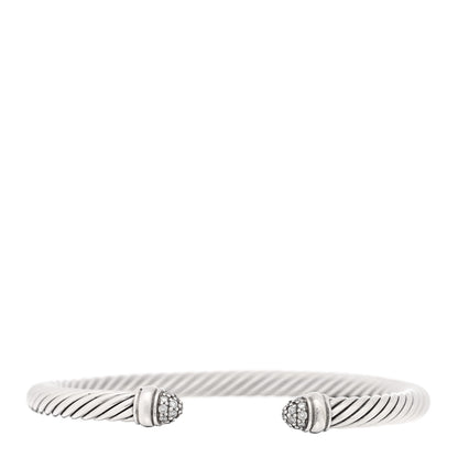 David Yurman Sterling Silver Pave Diamond 5mm Cable Classics Bracelet 1 of 3